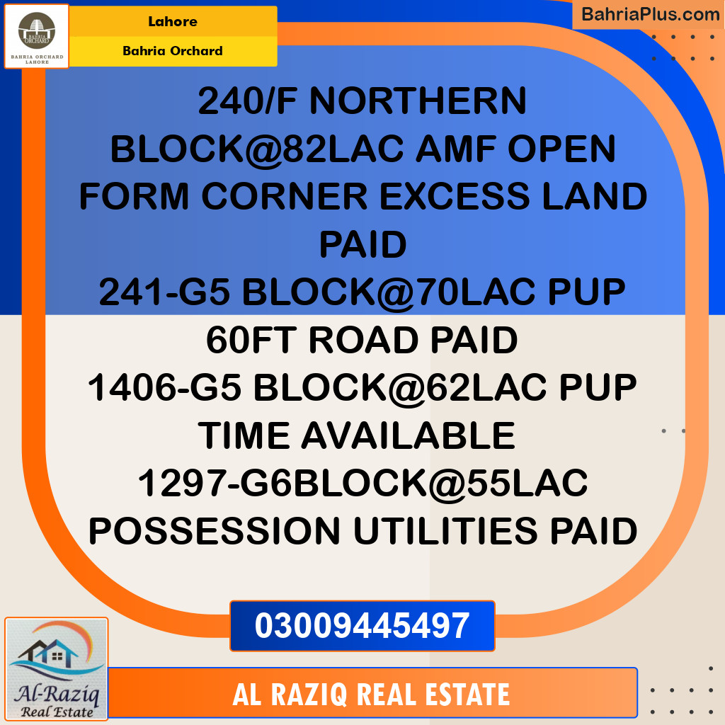 Residential Plot for Sale in Phase 1 - Northern District -  Bahria Orchard, Lahore - (BP-147728)