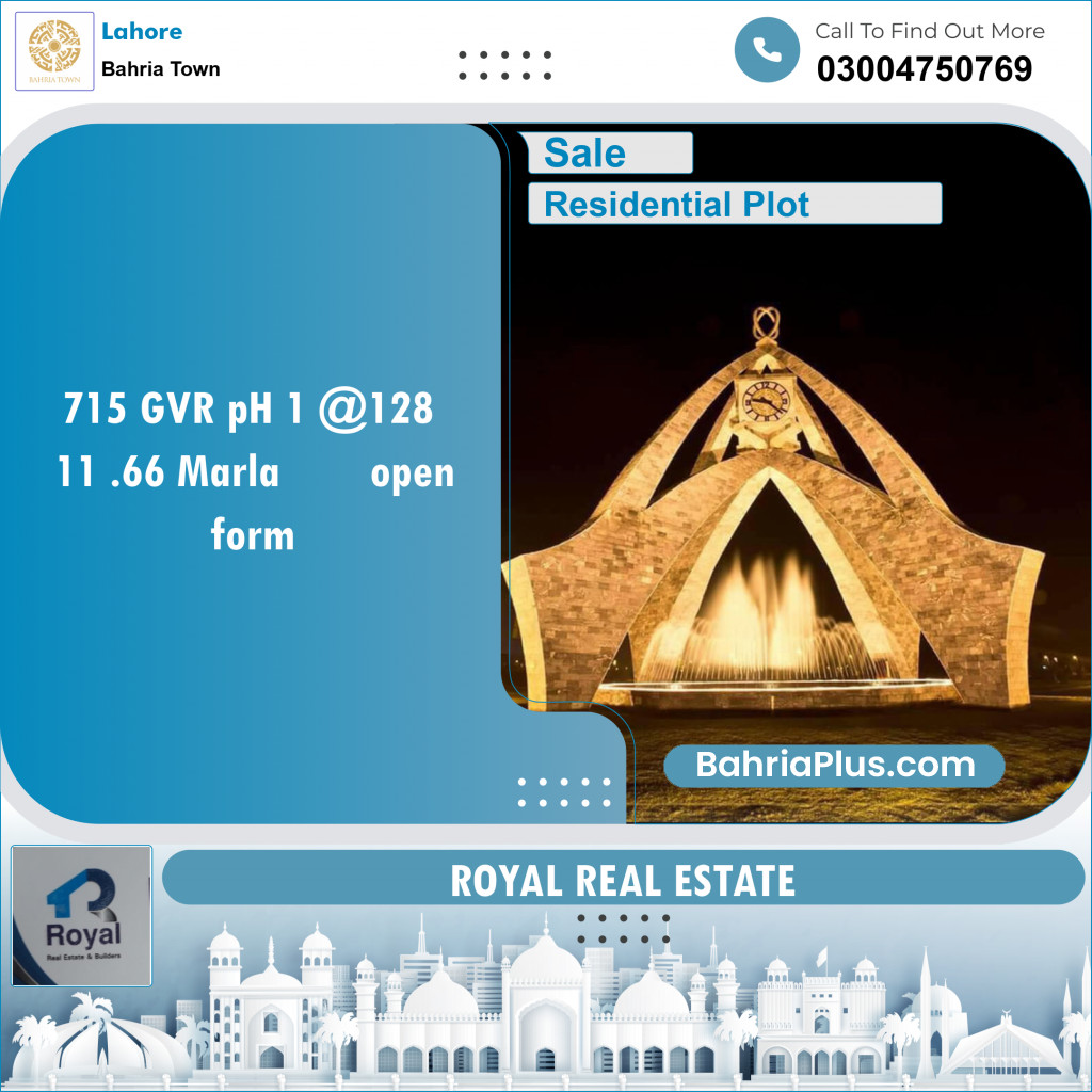 Residential Plot for Sale in Bahria Town, Lahore - (BP-147786)