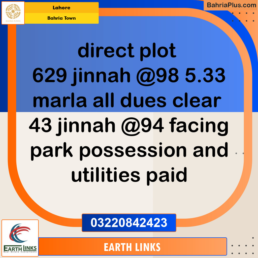 Residential Plot for Sale in Bahria Town, Lahore - (BP-147810)