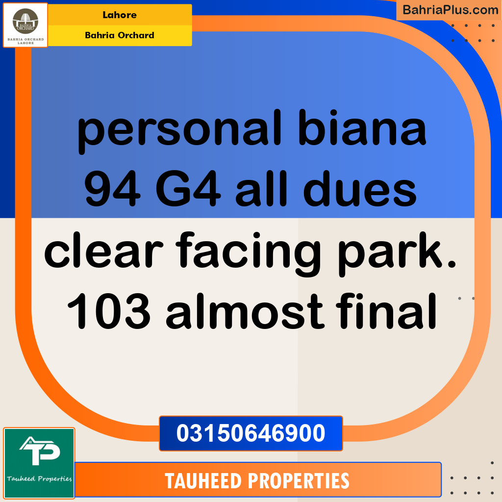 Residential Plot for Sale in Phase 4 - G4 Block -  Bahria Orchard, Lahore - (BP-147841)