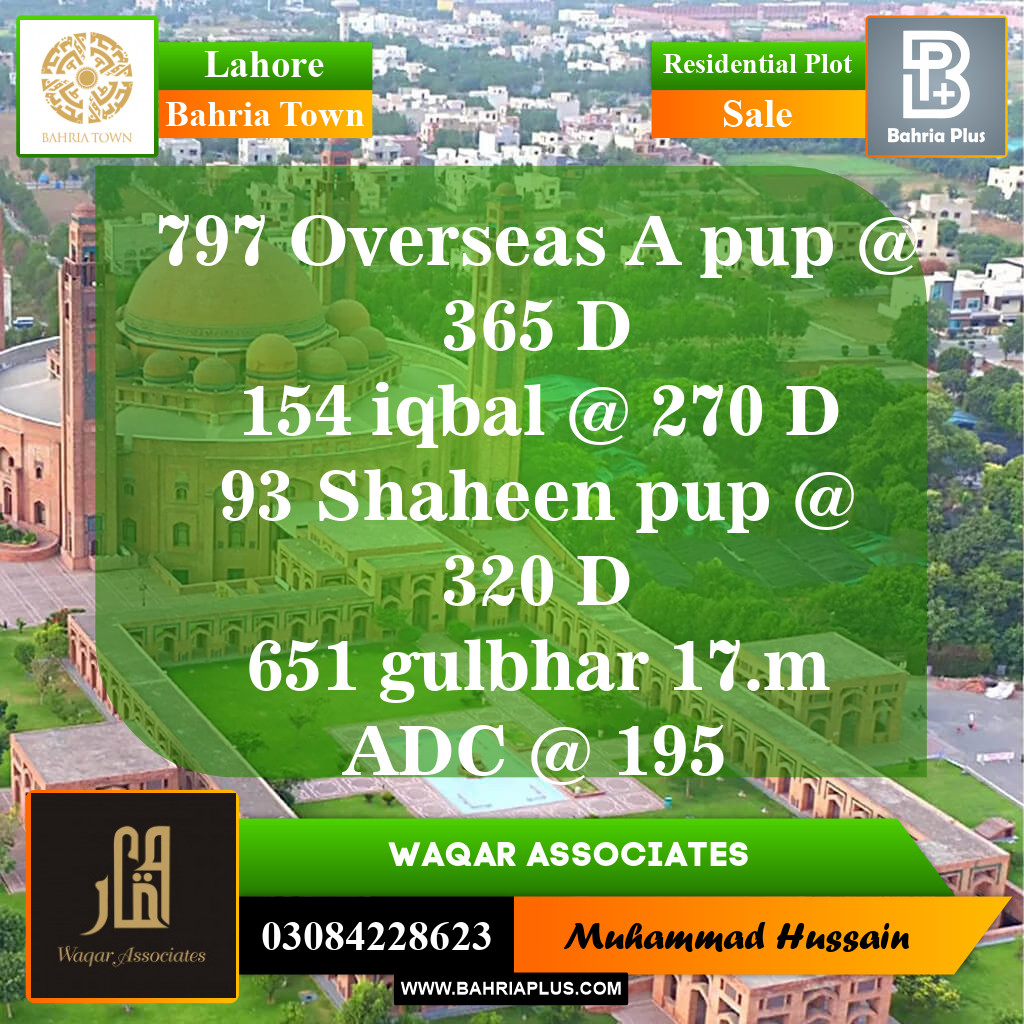 Residential Plot for Sale in Bahria Town, Lahore - (BP-147850)