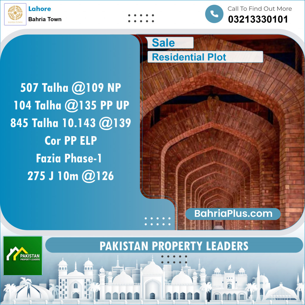Residential Plot for Sale in Bahria Town, Lahore - (BP-147858)