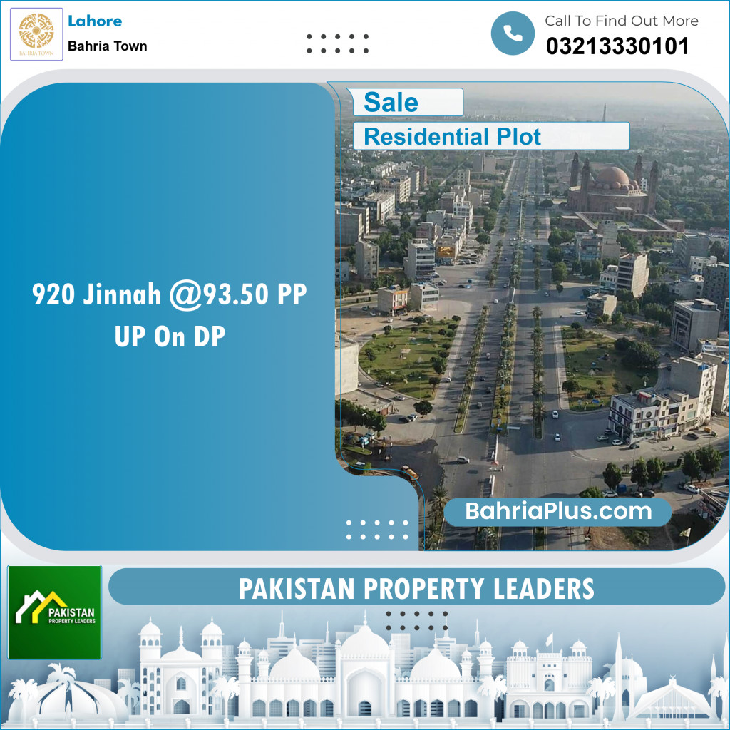 Residential Plot for Sale in Sector E - Jinnah Block -  Bahria Town, Lahore - (BP-147908)