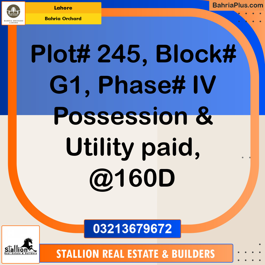 Residential Plot for Sale in Phase 4 - G1 Block -  Bahria Orchard, Lahore - (BP-147909)
