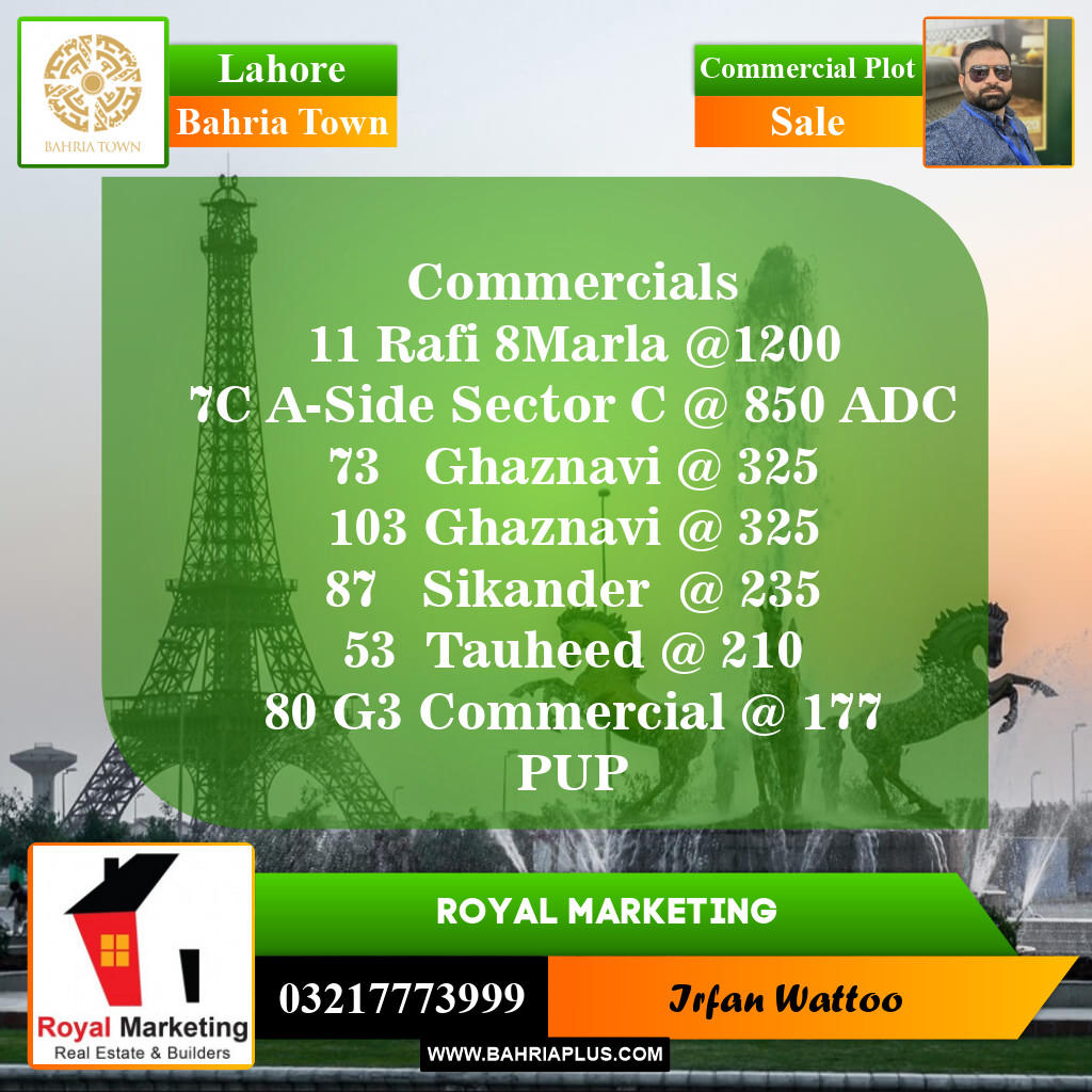 Commercial Plot for Sale in Bahria Town, Lahore - (BP-147951)