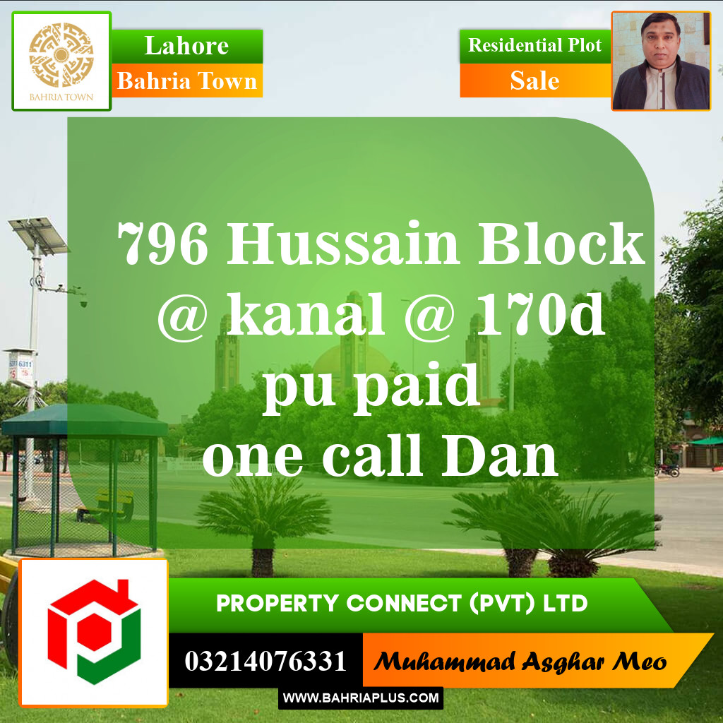 Residential Plot for Sale in Bahria Town, Lahore - (BP-147969)