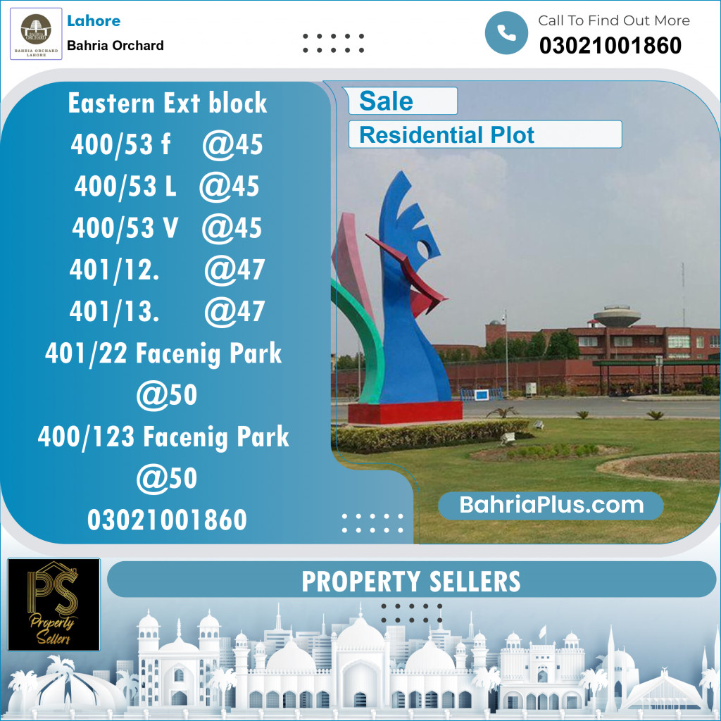 Residential Plot for Sale in Phase 1 - Eastern District Ext. I -  Bahria Orchard, Lahore - (BP-148045)