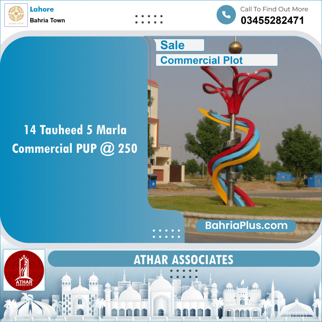 Commercial Plot for Sale in Sector F - Tauheed Block -  Bahria Town, Lahore - (BP-148140)