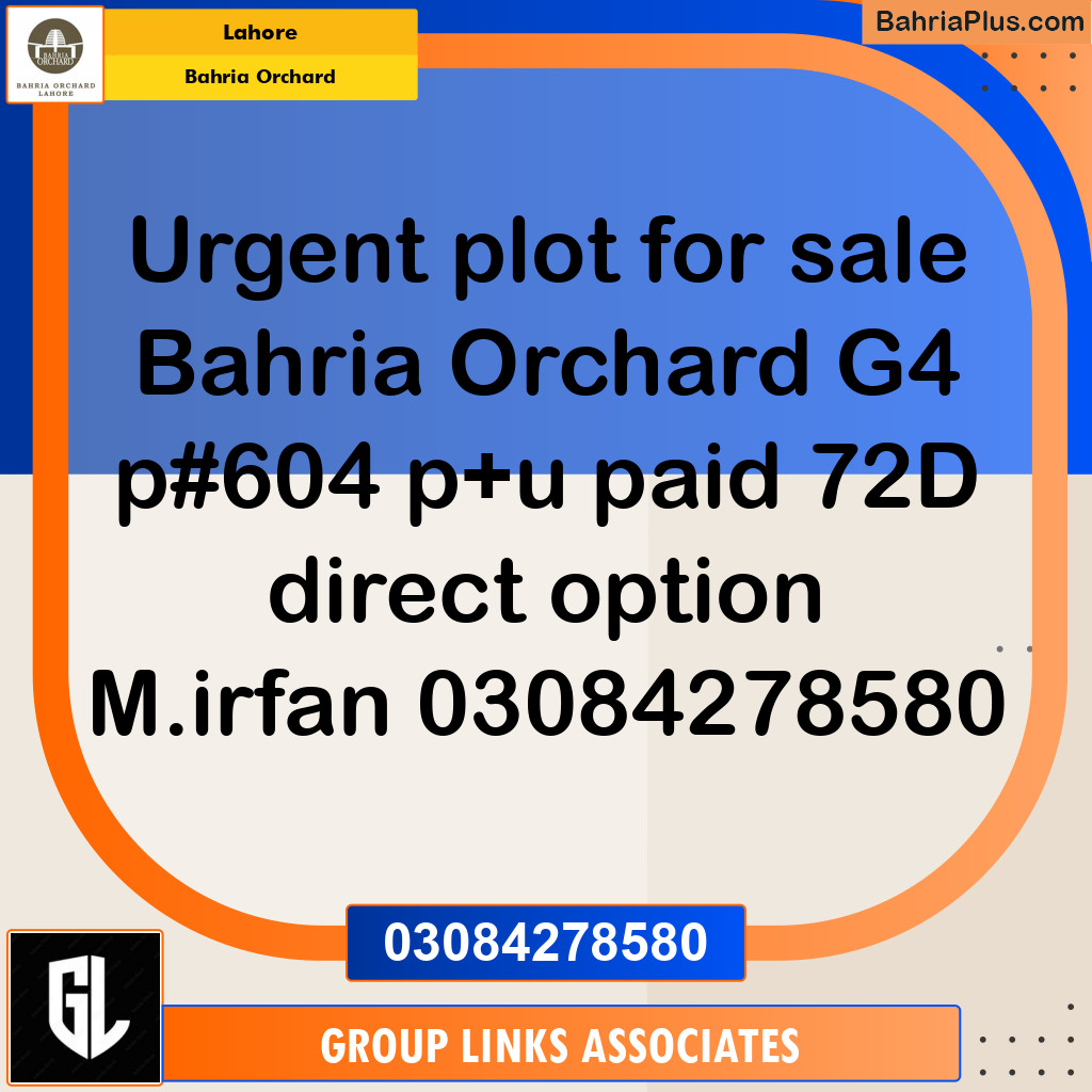 Residential Plot for Sale in Phase 4 - G4 Block -  Bahria Orchard, Lahore - (BP-148158)