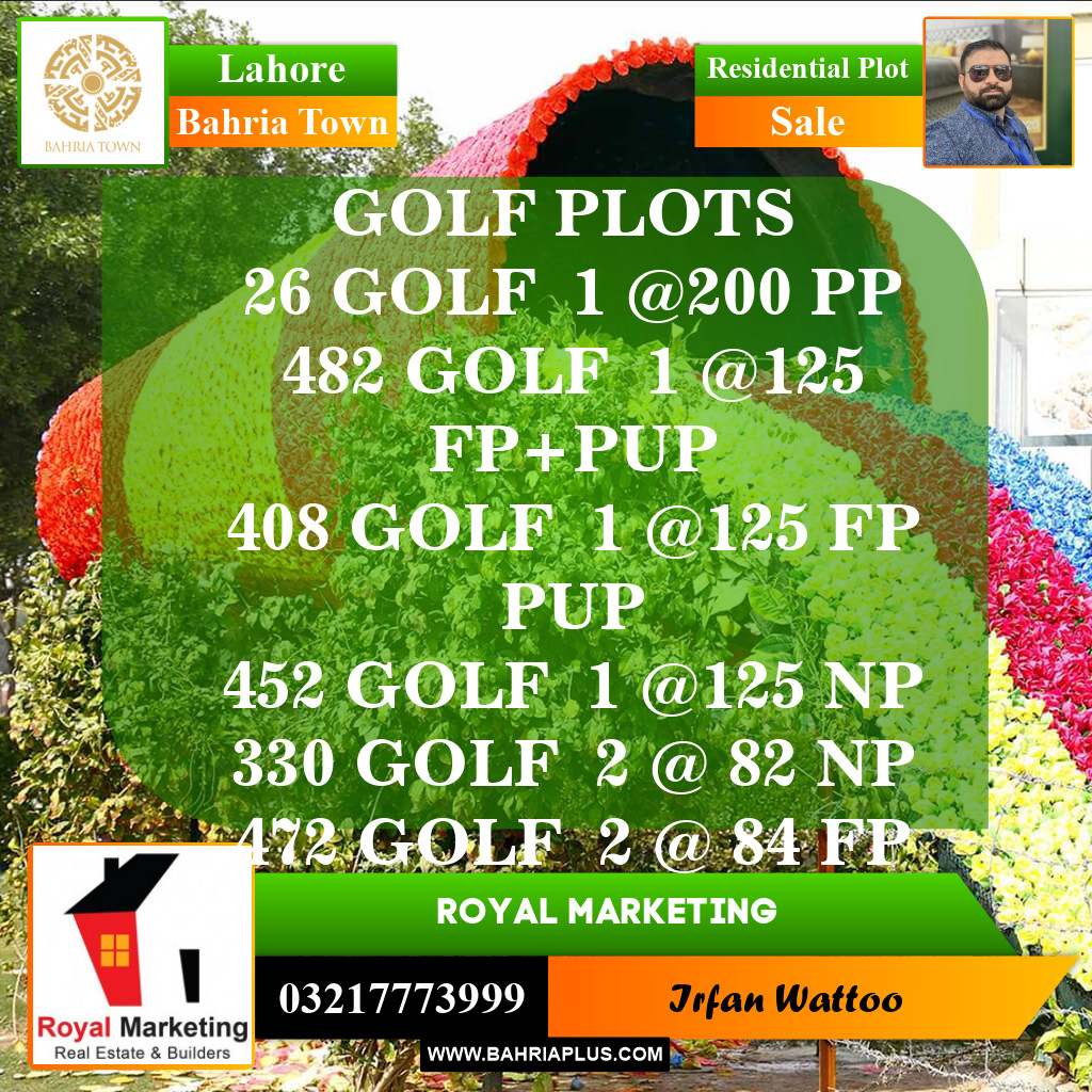 Residential Plot for Sale in Golf Phase 1 -  Bahria Town, Lahore - (BP-148165)