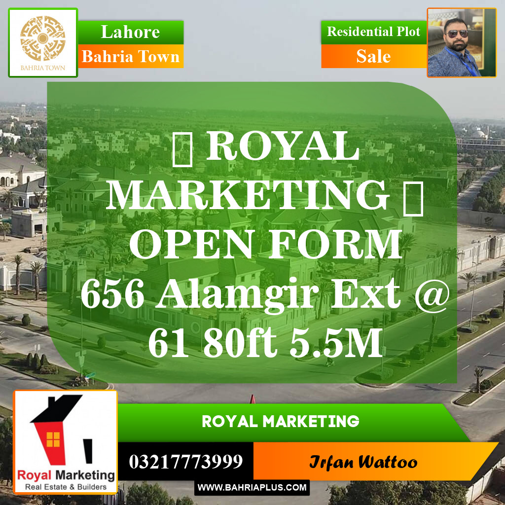 Residential Plot for Sale in Sector F - Alamgir Block -  Bahria Town, Lahore - (BP-148192)