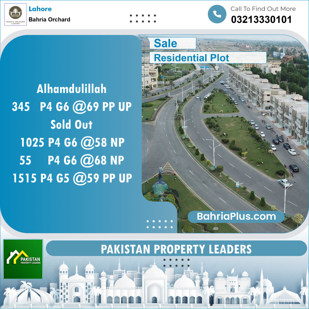 Residential Plot for Sale in Phase 4 - G6 Block -  Bahria Orchard, Lahore - (BP-148231)