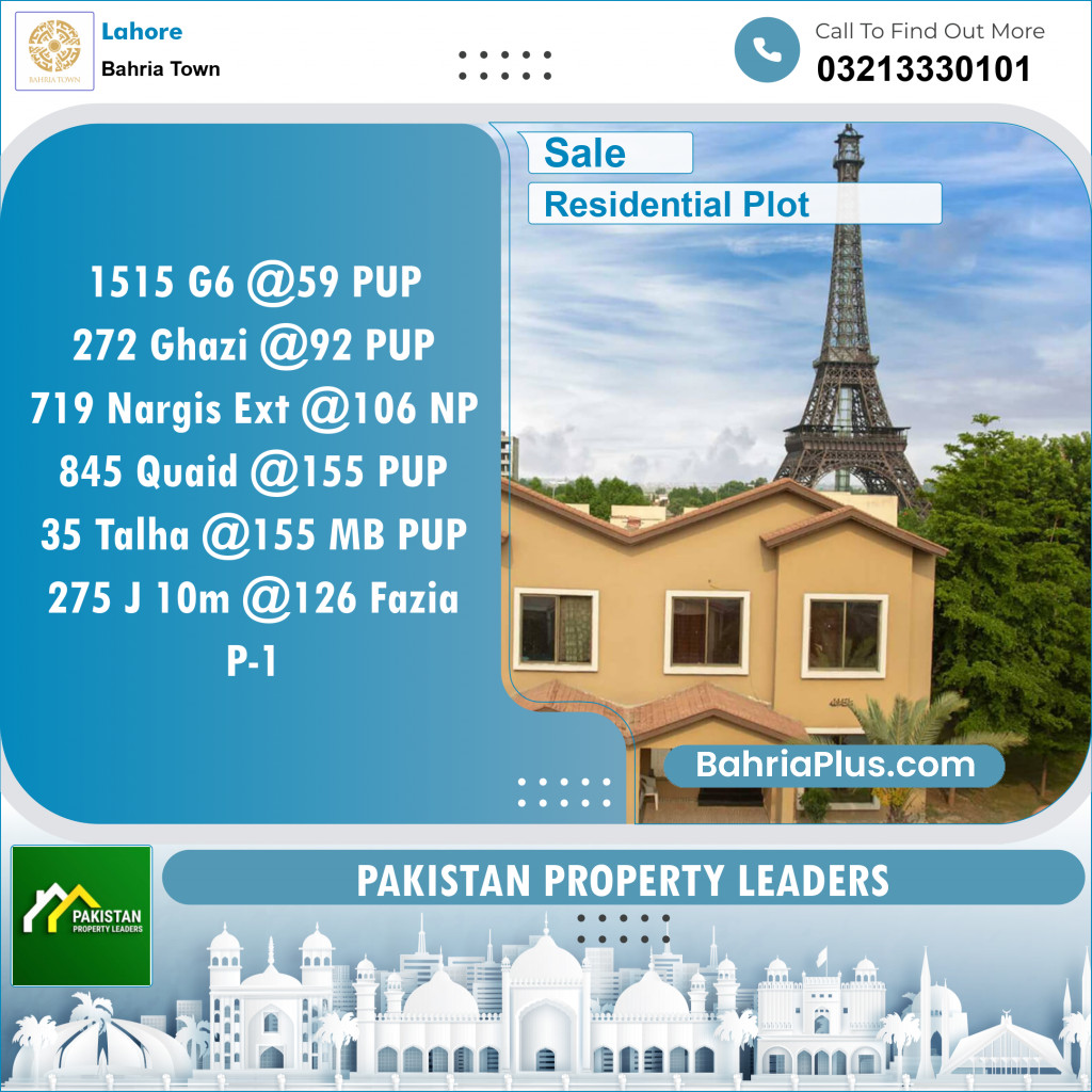 Residential Plot for Sale in Bahria Town, Lahore - (BP-148242)