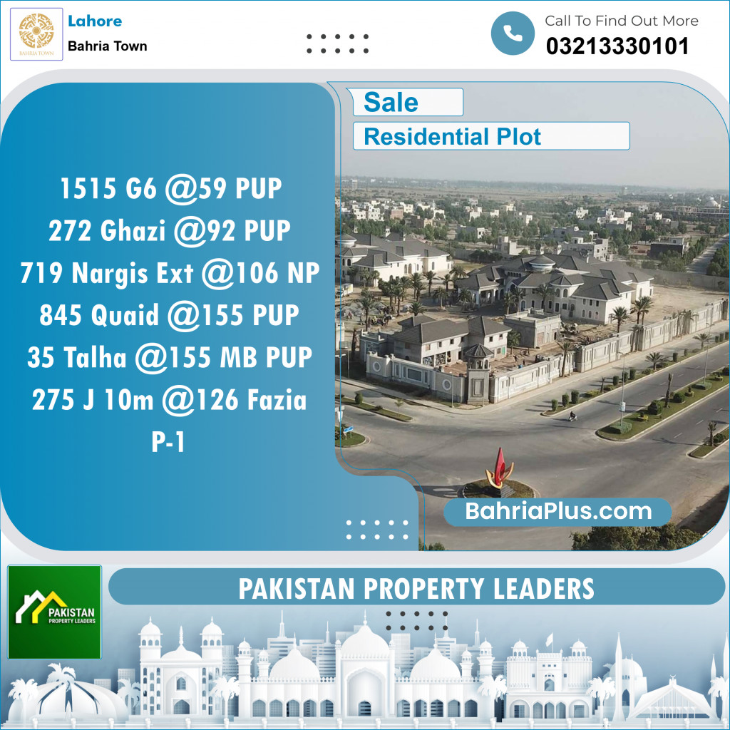 Residential Plot for Sale in Bahria Town, Lahore - (BP-148259)