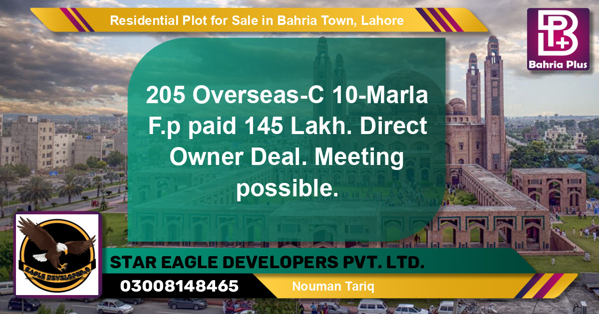 Residential Plot for Sale in Overseas C -  Bahria Town, Lahore - (BP-148267)