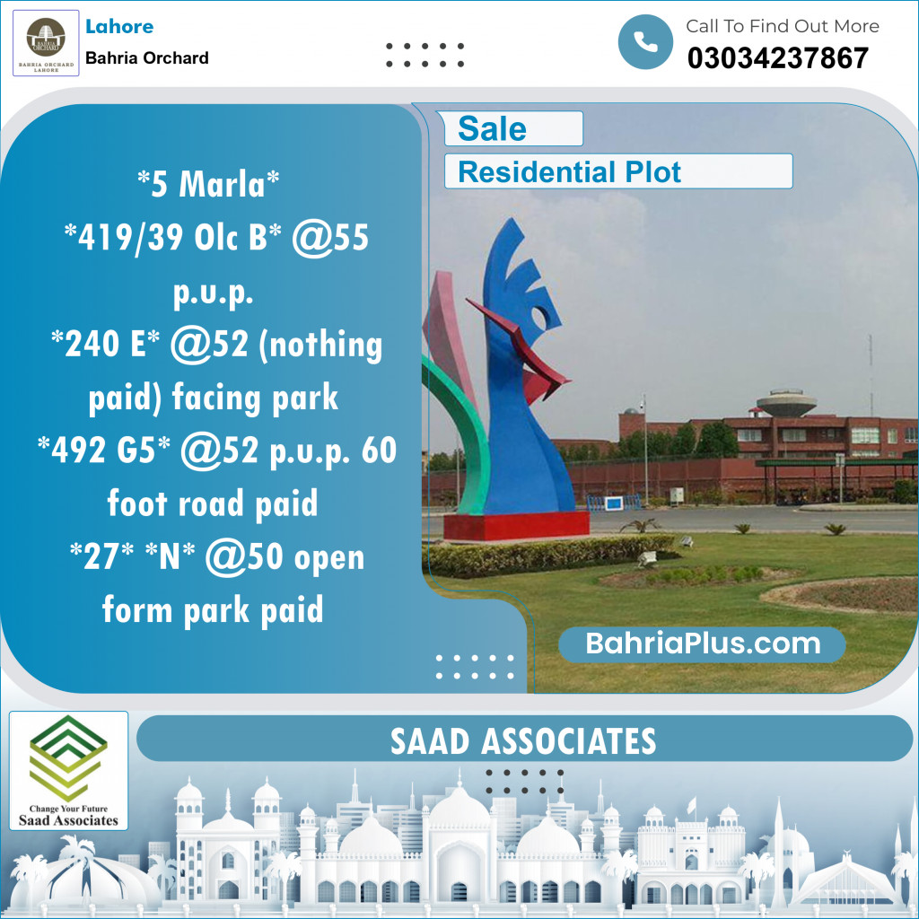 Residential Plot for Sale in OLC-B Block -  Bahria Orchard, Lahore - (BP-148279)