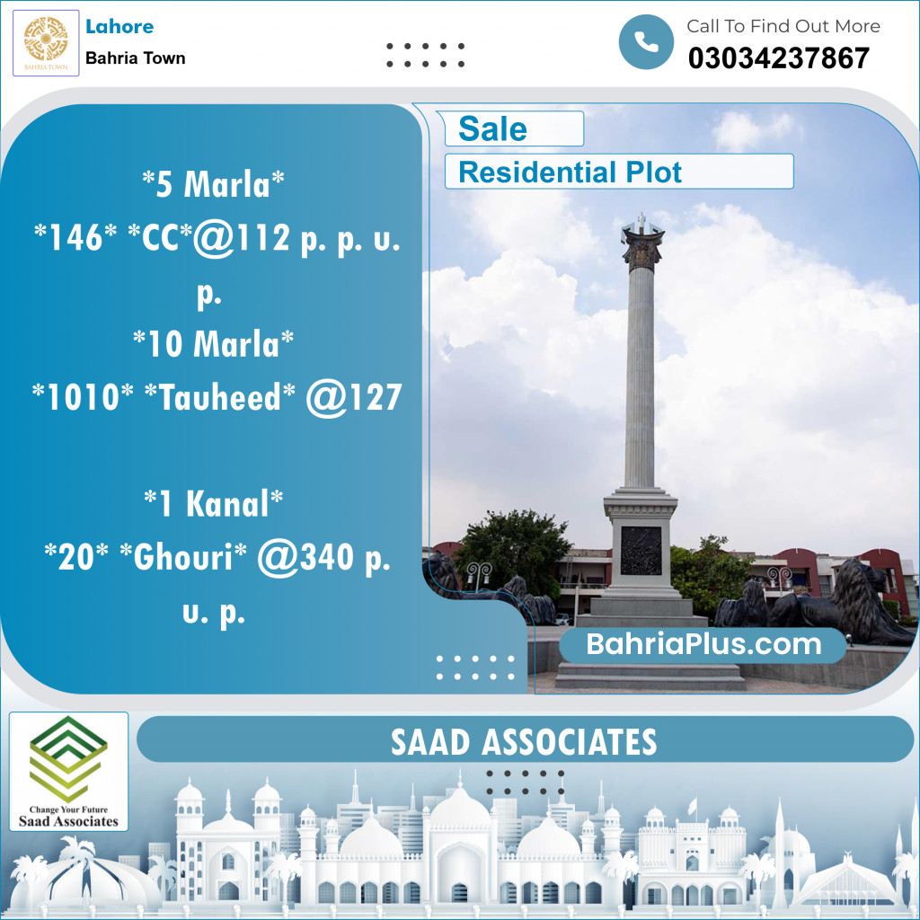 Residential Plot for Sale in Bahria Town, Lahore - (BP-148282)