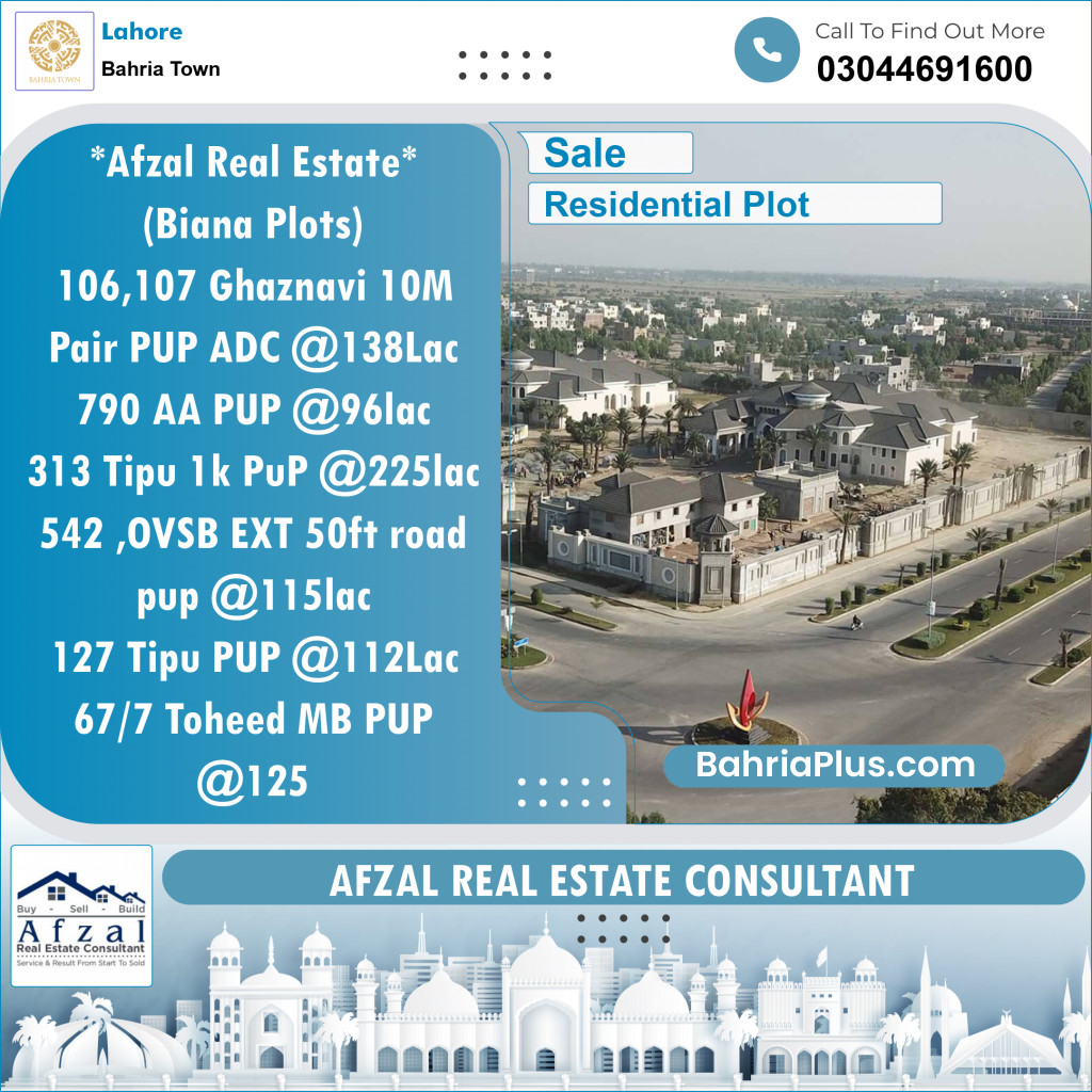 Residential Plot for Sale in Bahria Town, Lahore - (BP-148283)