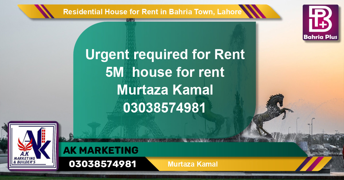 Residential House for Rent in Bahria Town, Lahore - (BP-148286)