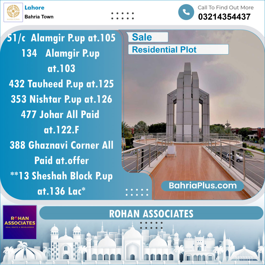 Residential Plot for Sale in Sector F - Alamgir Block -  Bahria Town, Lahore - (BP-148307)