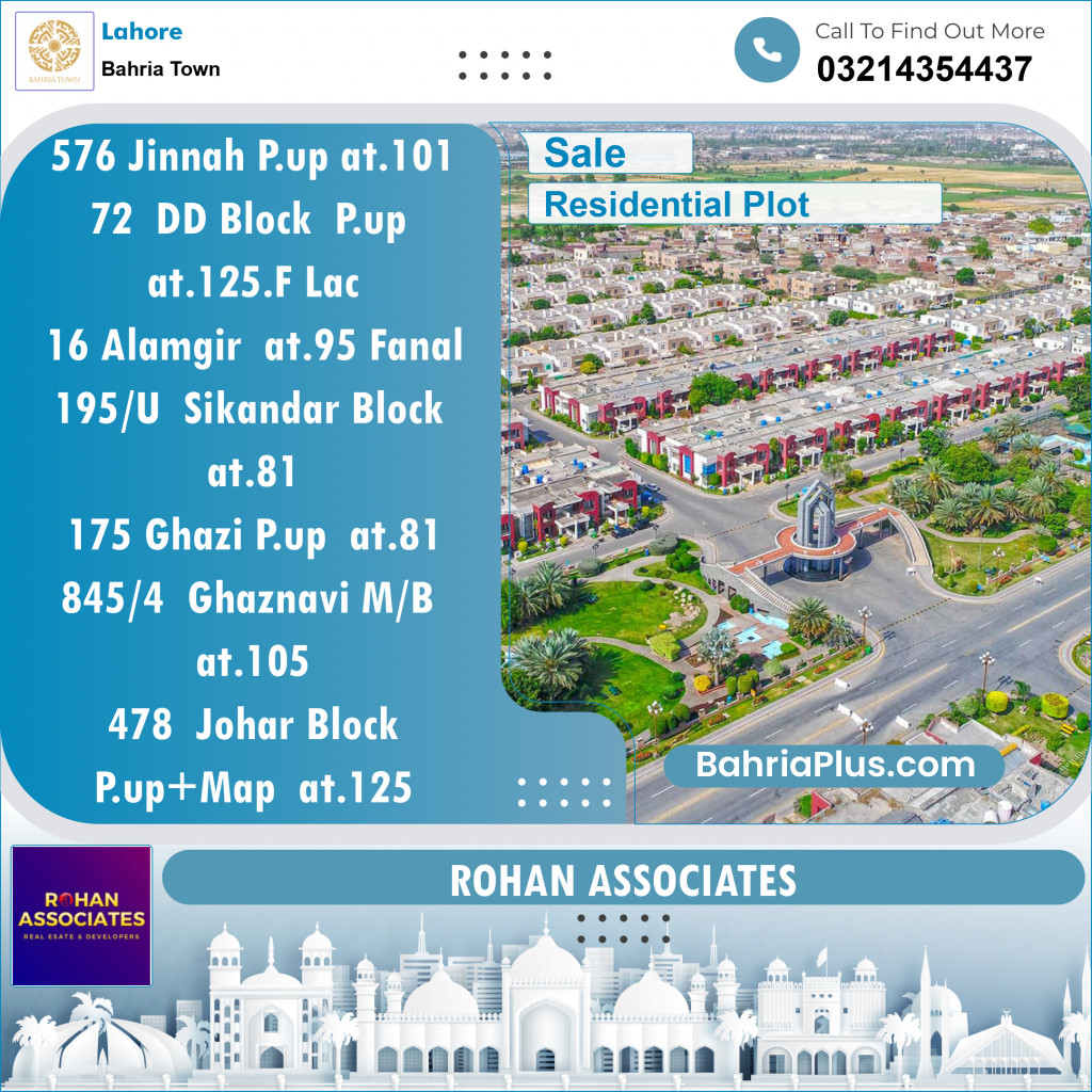 Residential Plot for Sale in Sector E - Jinnah Block -  Bahria Town, Lahore - (BP-148310)