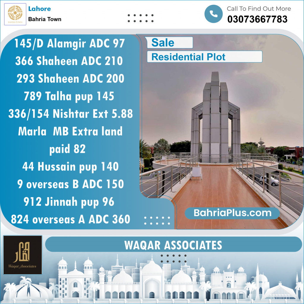 Residential Plot for Sale in Sector F - Alamgir Block -  Bahria Town, Lahore - (BP-148361)
