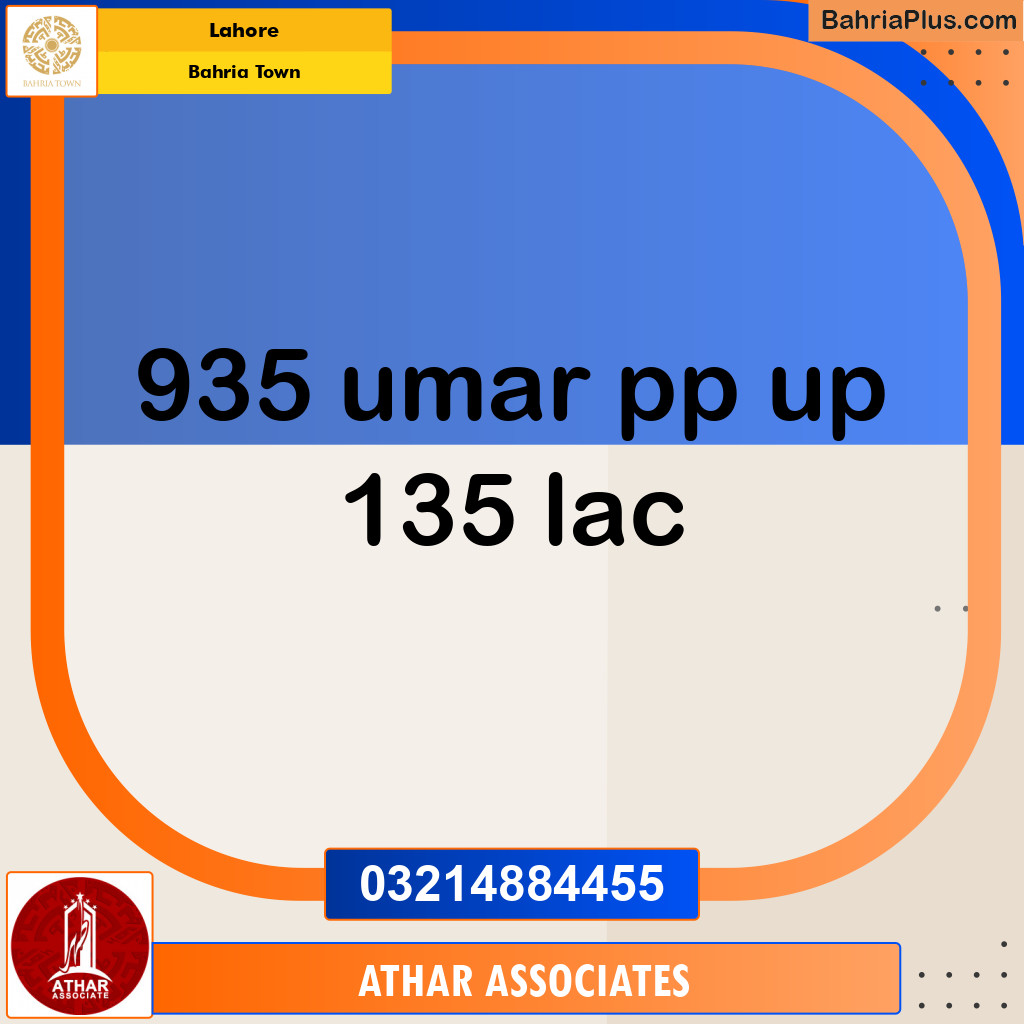 Residential Plot for Sale in Sector B - Umer Block -  Bahria Town, Lahore - (BP-148381)