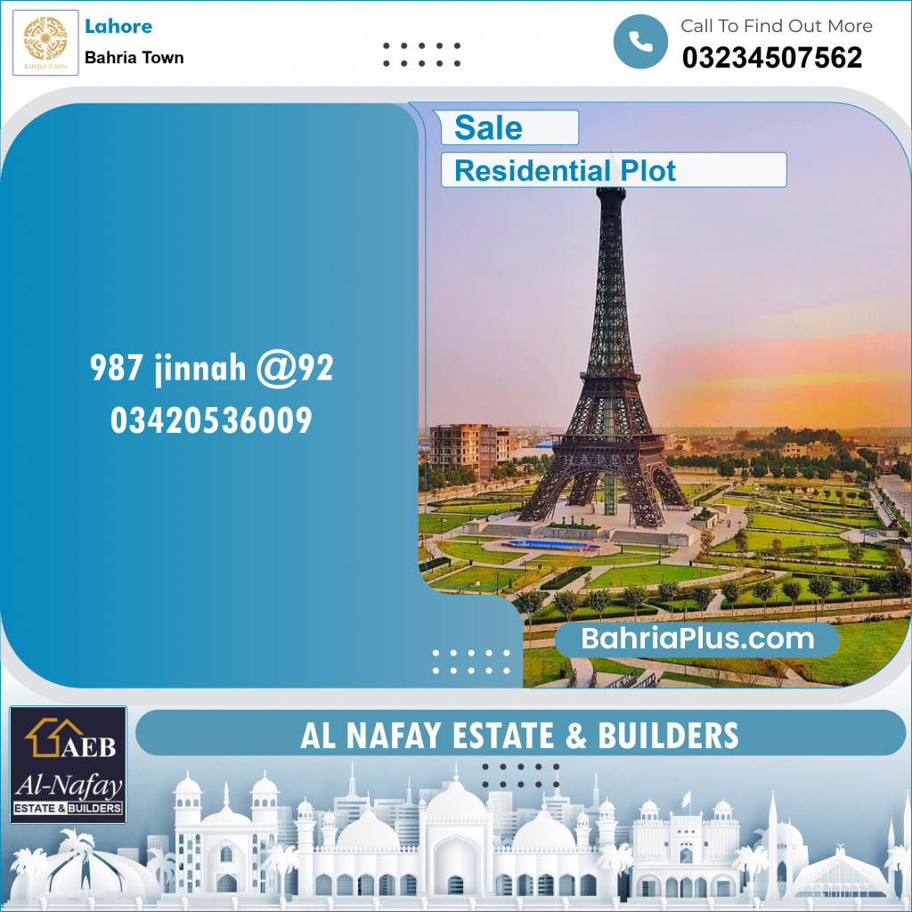 Residential Plot for Sale in Sector E - Jinnah Block -  Bahria Town, Lahore - (BP-148388)