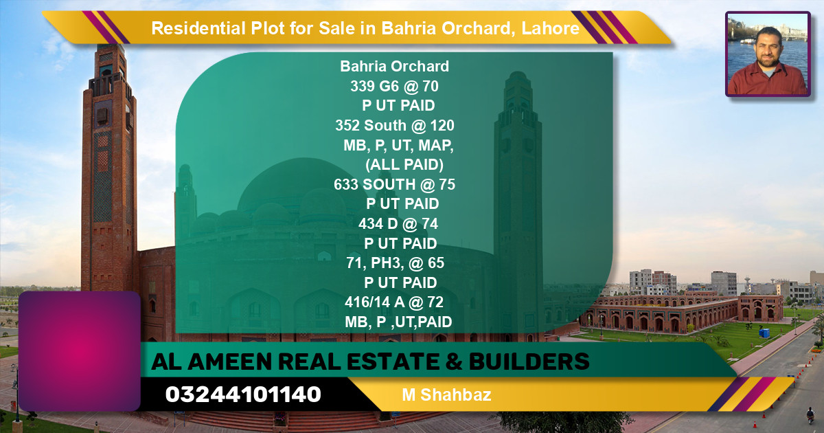 Residential Plot for Sale in Phase 4 - G6 Block -  Bahria Orchard, Lahore - (BP-148389)