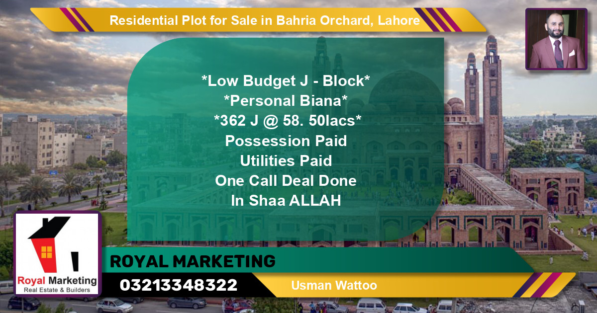 Residential Plot for Sale in Phase 2 - J Block -  Bahria Orchard, Lahore - (BP-148422)