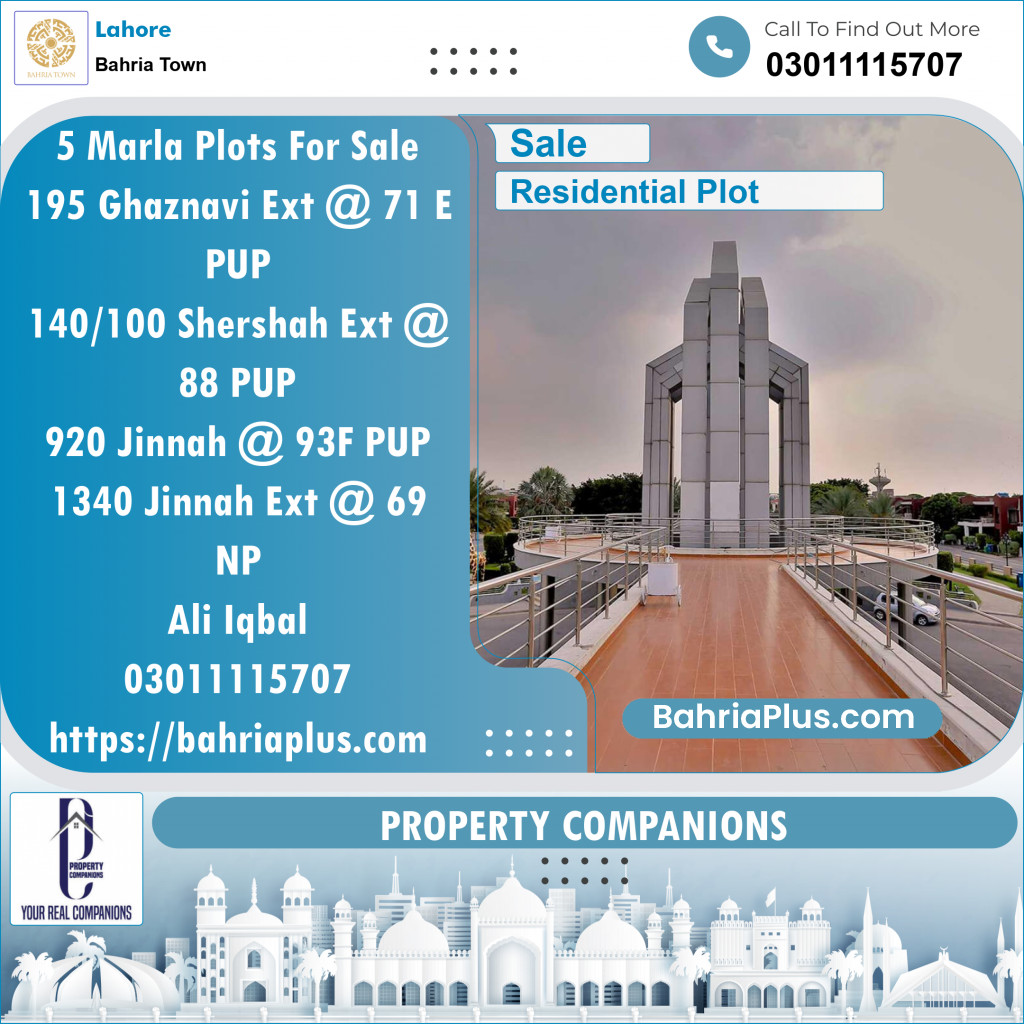 Residential Plot for Sale in Sector F - Ghaznavi Ext. Block -  Bahria Town, Lahore - (BP-148455)