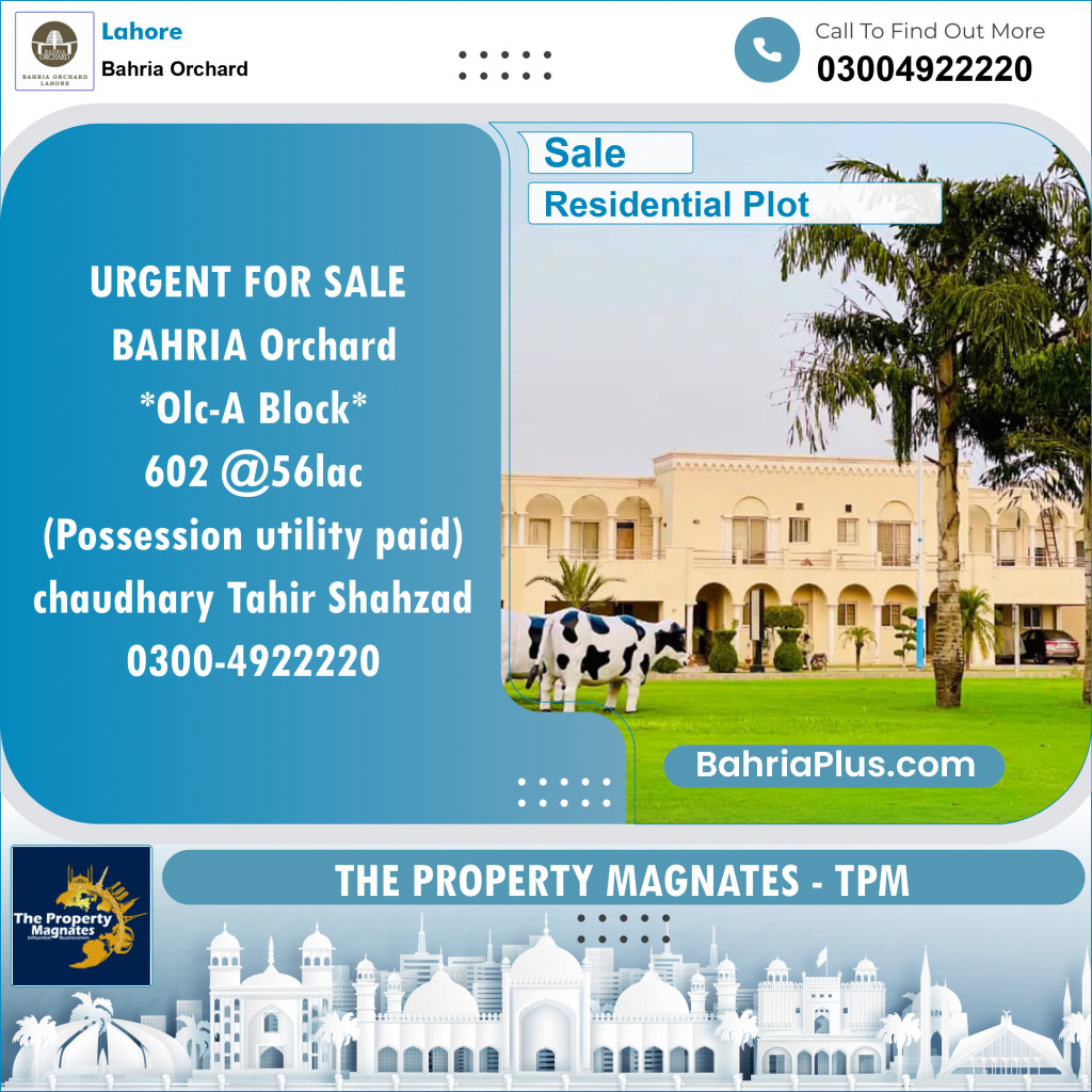 Residential Plot for Sale in OLC-A Block -  Bahria Orchard, Lahore - (BP-148484)