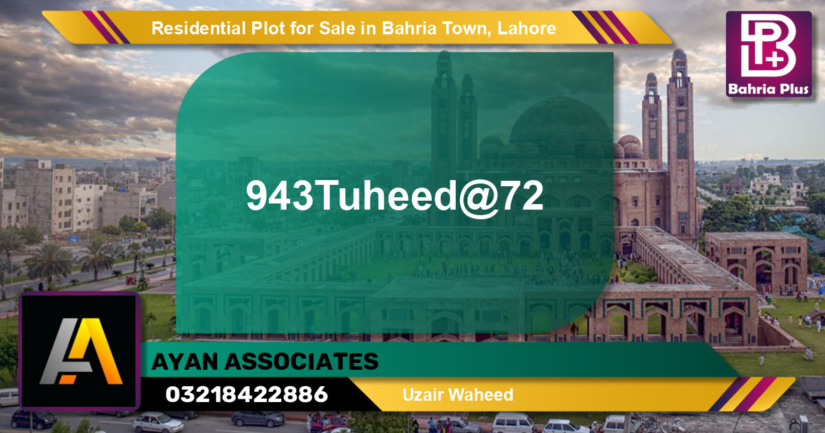 Residential Plot for Sale in Sector F - Tauheed Block -  Bahria Town, Lahore - (BP-148514)