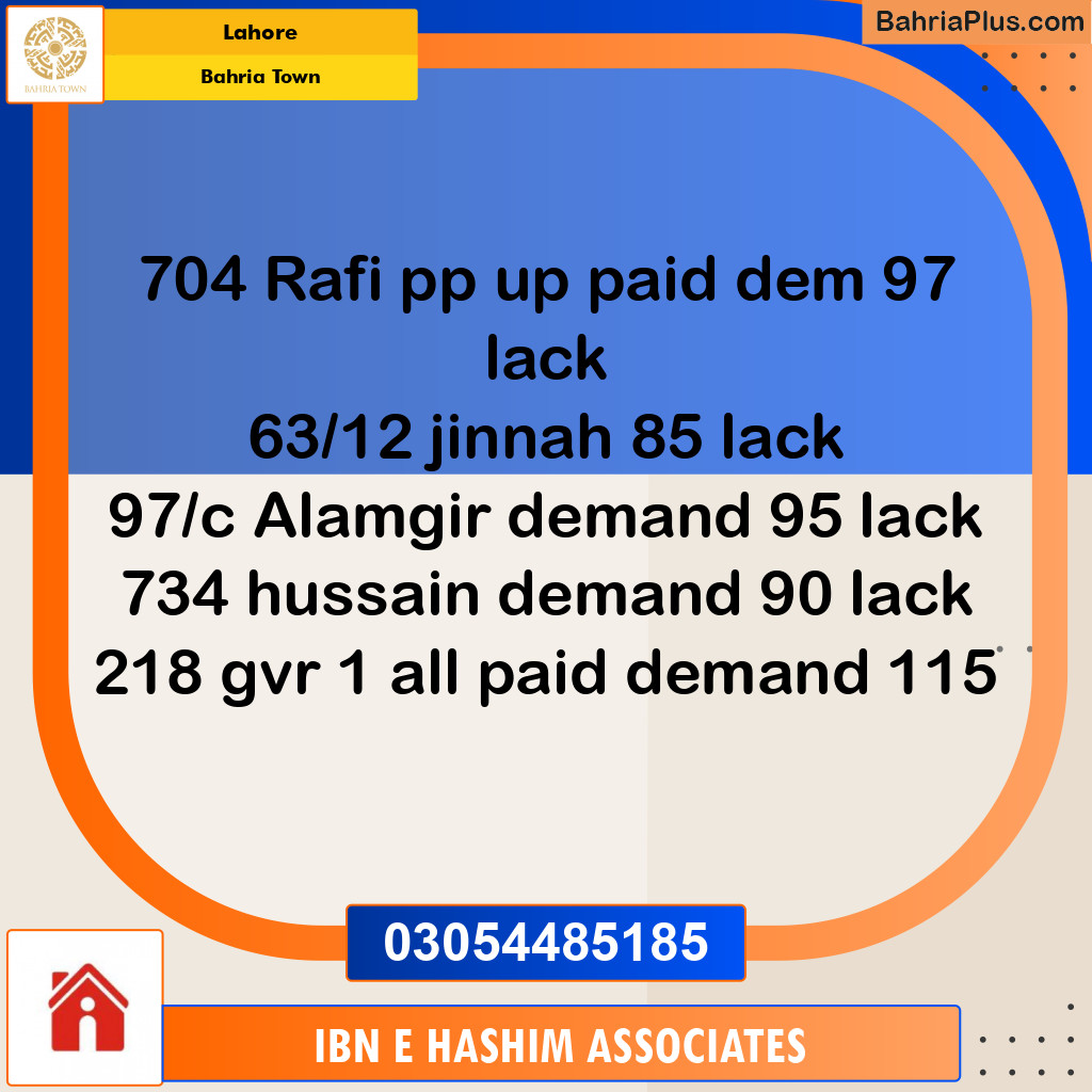 Residential Plot for Sale in Sector E - Rafi Block -  Bahria Town, Lahore - (BP-148520)