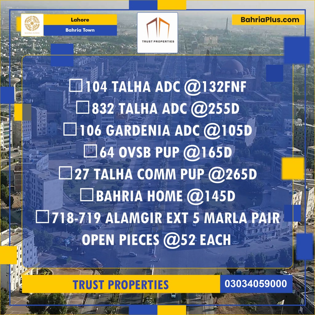 Residential Plot for Sale in Sector F - Talha Block -  Bahria Town, Lahore - (BP-148567)