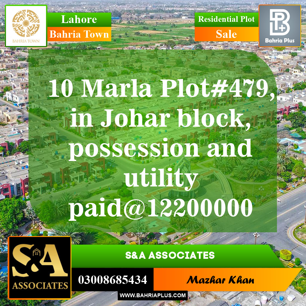Residential Plot for Sale in Sector E - Johar Block -  Bahria Town, Lahore - (BP-148582)