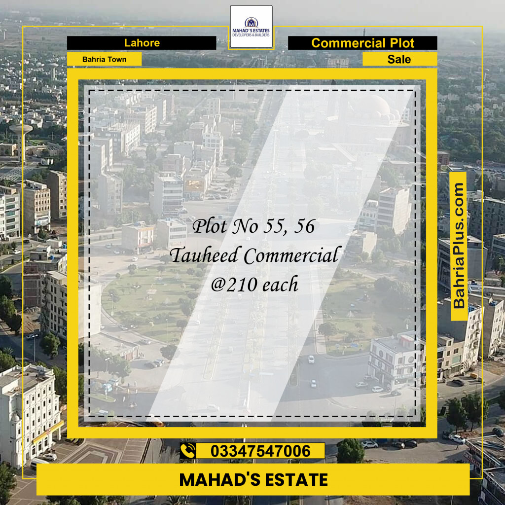 Commercial Plot for Sale in Sector F - Tauheed Commercial -  Bahria Town, Lahore - (BP-148585)