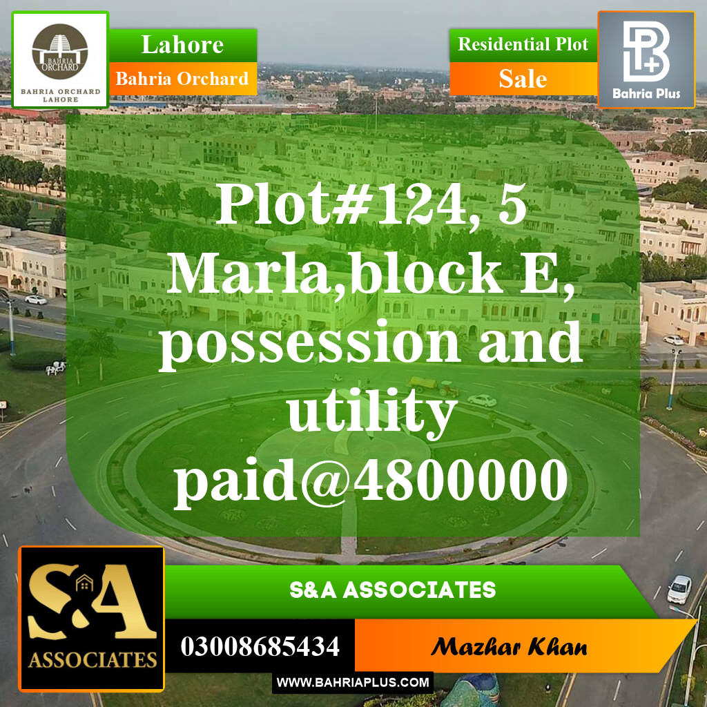 Residential Plot for Sale in Phase 2 - E Block -  Bahria Orchard, Lahore - (BP-148611)
