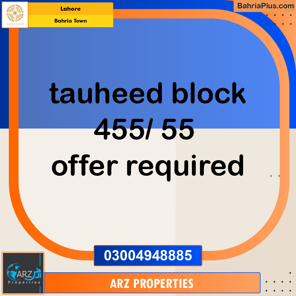 Residential Plot for Sale in Sector F - Tauheed Block -  Bahria Town, Lahore - (BP-148612)