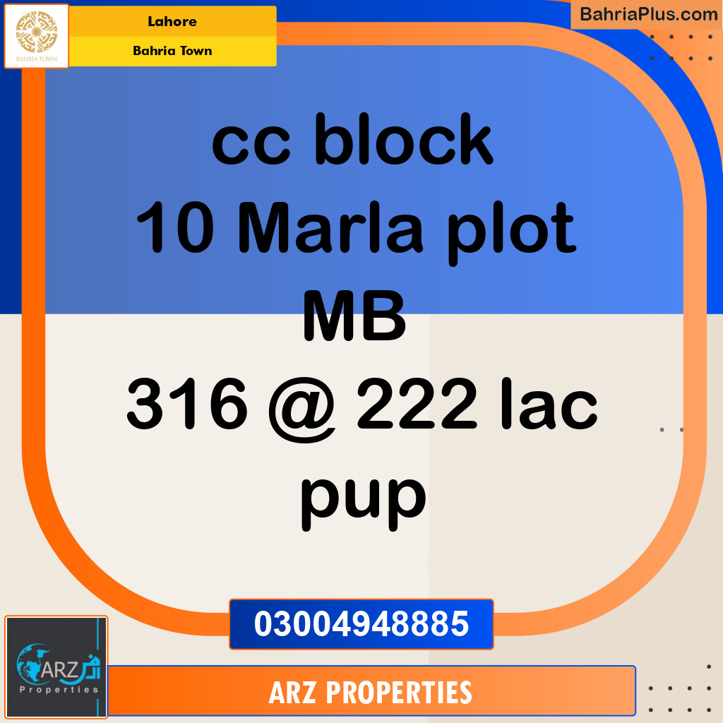 Residential Plot for Sale in Sector D - CC Block -  Bahria Town, Lahore - (BP-148613)