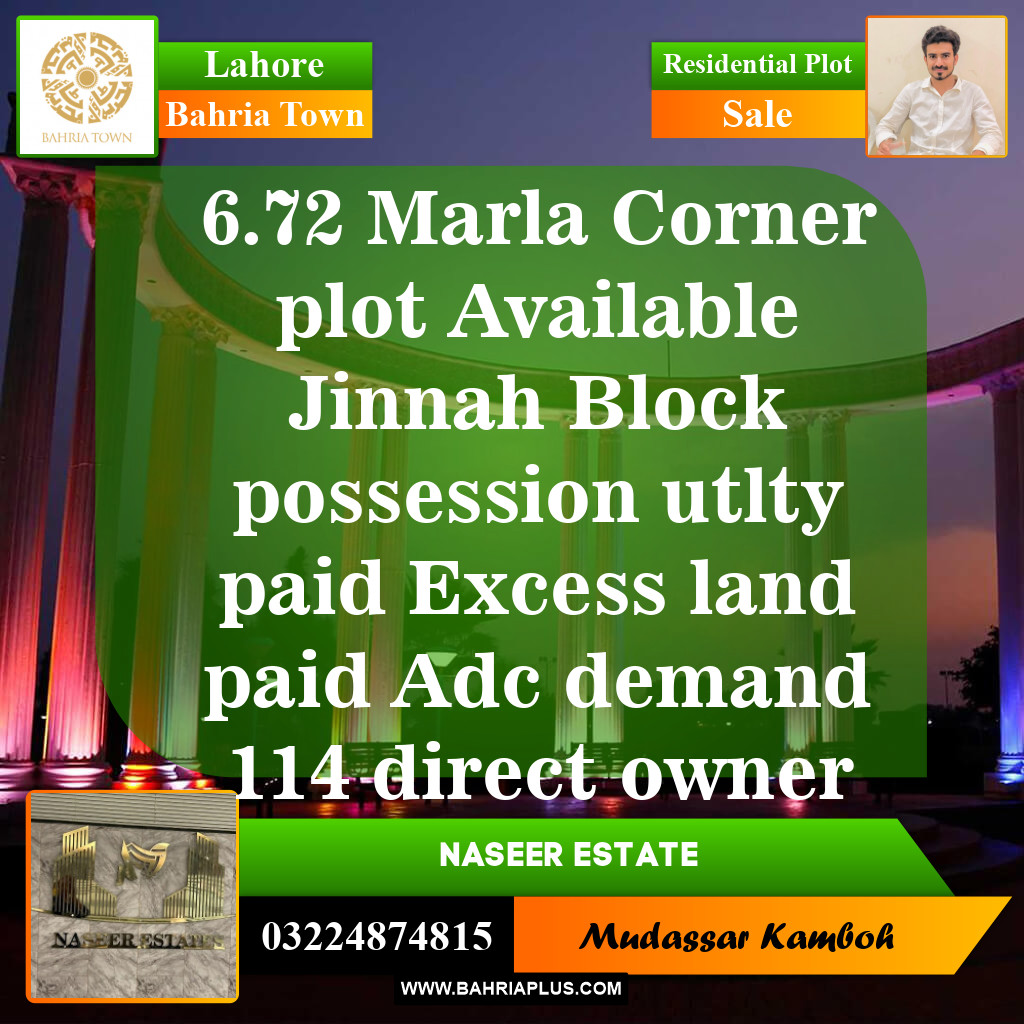 Residential Plot for Sale in Sector E - Jinnah Block -  Bahria Town, Lahore - (BP-148640)