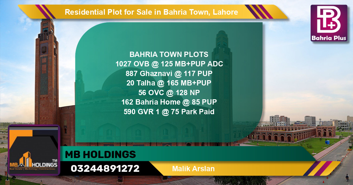 Residential Plot for Sale in Overseas B -  Bahria Town, Lahore - (BP-148645)