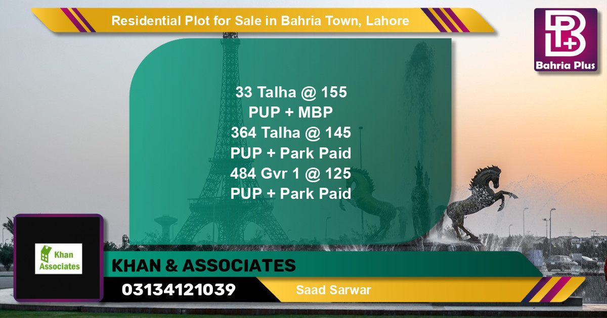 Residential Plot for Sale in Sector F - Talha Block -  Bahria Town, Lahore - (BP-148647)