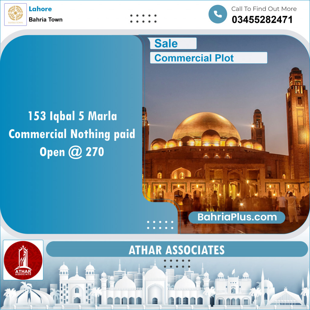 Commercial Plot for Sale in Sector E - Iqbal Commercial -  Bahria Town, Lahore - (BP-148666)
