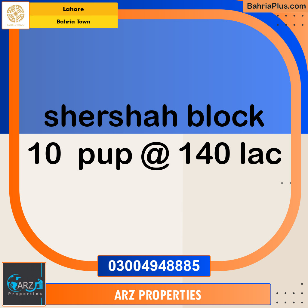 Residential Plot for Sale in Sector F - Shershah Block -  Bahria Town, Lahore - (BP-148677)