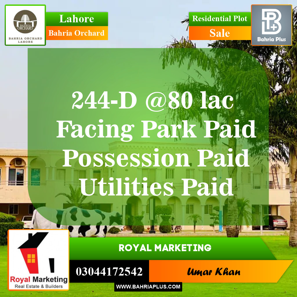 Residential Plot for Sale in Phase 2 - D Block -  Bahria Orchard, Lahore - (BP-148687)