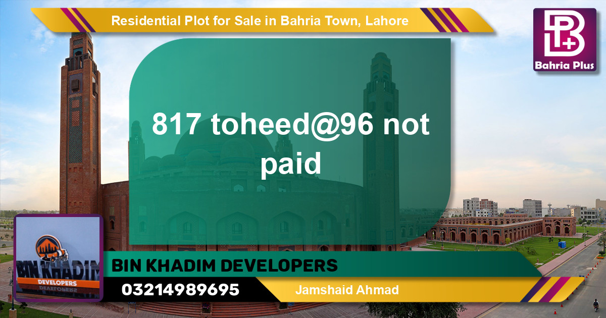 Residential Plot for Sale in Sector F - Tauheed Block -  Bahria Town, Lahore - (BP-148707)