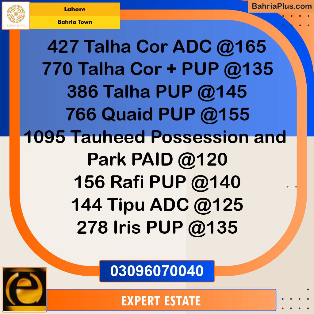 Residential Plot for Sale in Sector F - Talha Block -  Bahria Town, Lahore - (BP-148726)