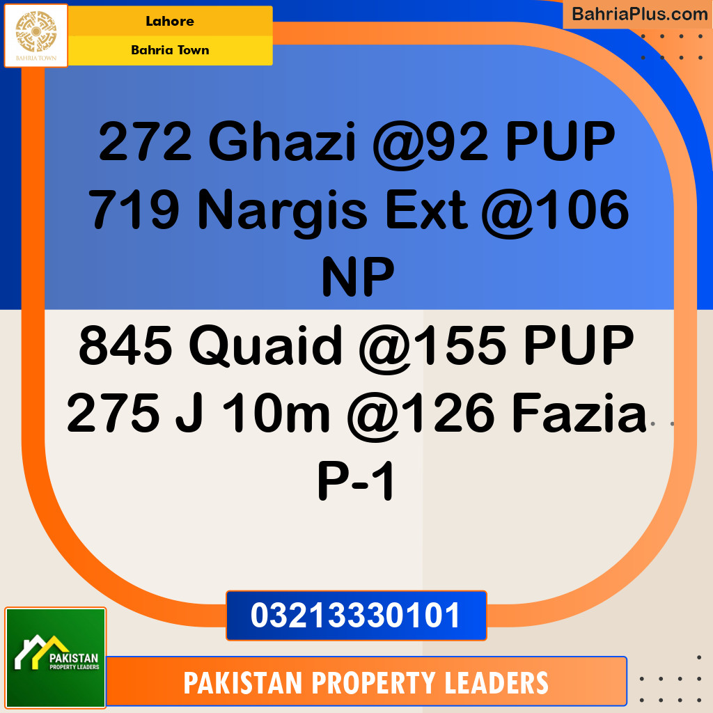 Residential Plot for Sale in Sector F - Ghazi Block -  Bahria Town, Lahore - (BP-148737)