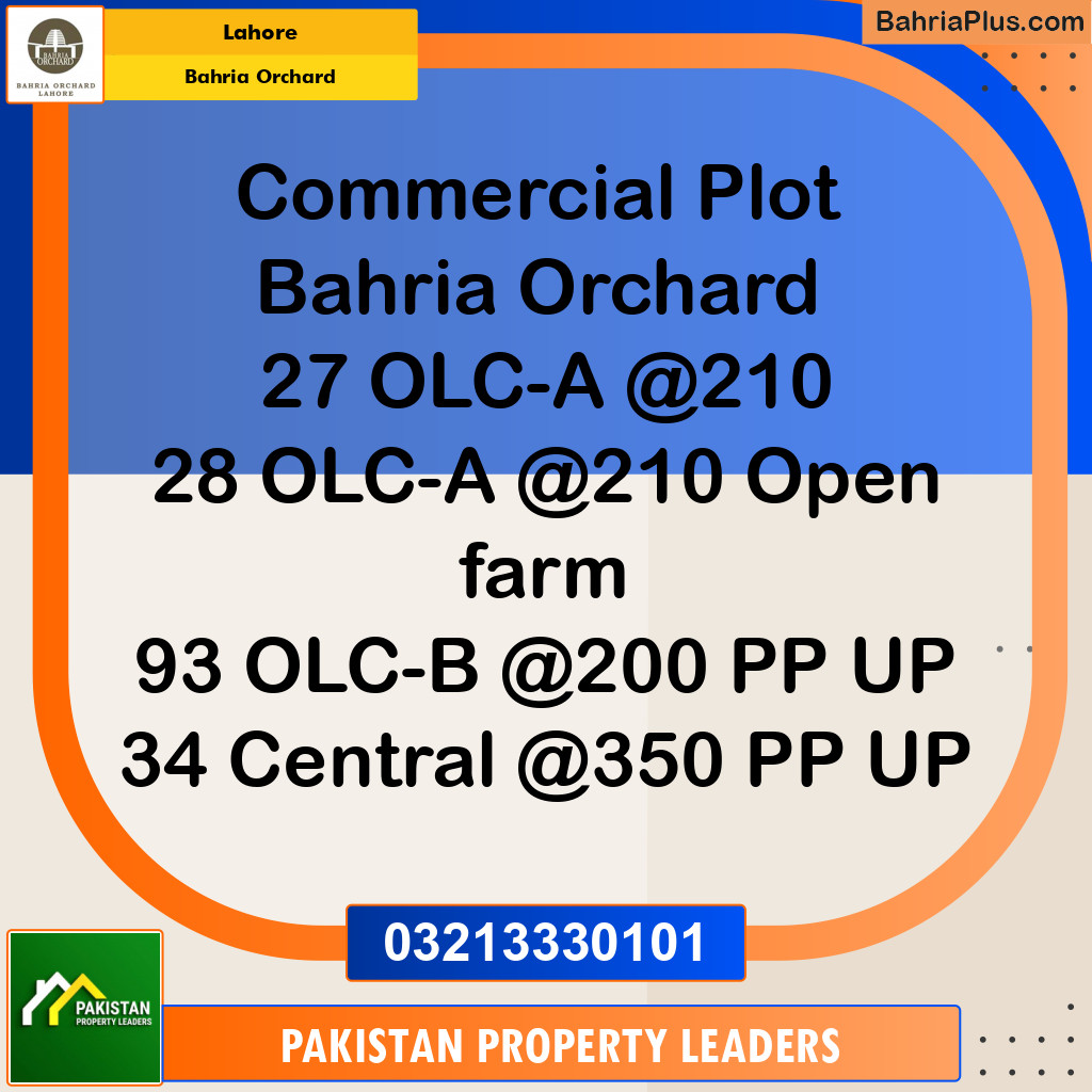 Commercial Plot for Sale in OLC-A Block -  Bahria Orchard, Lahore - (BP-148742)